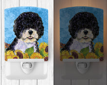 Load image into Gallery viewer, Portuguese Water Dog in Summer Flowers Ceramic Night Light SS4124CNL
