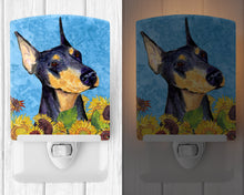 Load image into Gallery viewer, Doberman in Summer Flowers Ceramic Night Light SS4128CNL