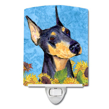 Load image into Gallery viewer, Doberman in Summer Flowers Ceramic Night Light SS4128CNL