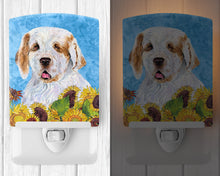 Load image into Gallery viewer, Clumber Spaniel in Summer Flowers Ceramic Night Light SS4133CNL