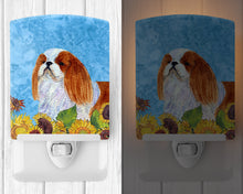 Load image into Gallery viewer, English Toy Spaniel in Summer Flowers Ceramic Night Light SS4140CNL