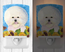 Load image into Gallery viewer, Bichon Frise in Summer Flowers Ceramic Night Light SS4160CNL