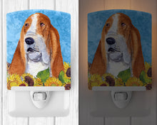 Load image into Gallery viewer, Basset Hound in Summer Flowers Ceramic Night Light SS4162CNL