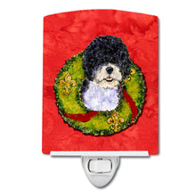 Load image into Gallery viewer, Portuguese Water Dog Cristmas Wreath Ceramic Night Light SS4180CNL