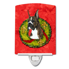 Load image into Gallery viewer, Brindle Boxer Cristmas Wreath Ceramic Night Light SS4195CNL
