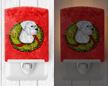 Load image into Gallery viewer, White Boxer Cristmas Wreath Ceramic Night Light SS4196CNL