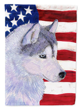 Load image into Gallery viewer, USA American Flag with Siberian Husky Flag Canvas House Size