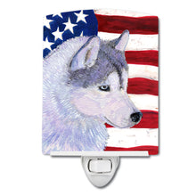 Load image into Gallery viewer, USA American Flag with Siberian Husky Ceramic Night Light SS4220CNL