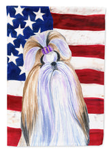 Load image into Gallery viewer, USA American Flag with Shih Tzu Flag Canvas House Size
