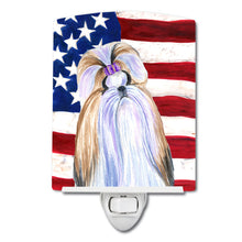 Load image into Gallery viewer, USA American Flag with Shih Tzu Ceramic Night Light SS4221CNL