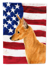 Load image into Gallery viewer, USA American Flag with Min Pin Flag Canvas House Size