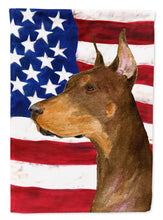 Load image into Gallery viewer, USA American Flag with Doberman Flag Canvas House Size
