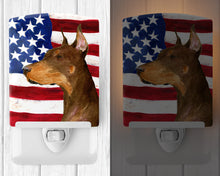 Load image into Gallery viewer, USA American Flag with Doberman Ceramic Night Light SS4224CNL