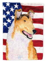 Load image into Gallery viewer, USA American Flag with Collie Smooth Flag Canvas House Size