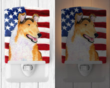 Load image into Gallery viewer, USA American Flag with Collie Smooth Ceramic Night Light SS4226CNL