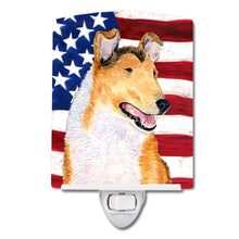 Load image into Gallery viewer, USA American Flag with Collie Smooth Ceramic Night Light SS4226CNL