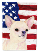 Load image into Gallery viewer, USA American Flag with Chihuahua Flag Canvas House Size