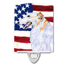 Load image into Gallery viewer, USA American Flag with Borzoi Ceramic Night Light SS4231CNL