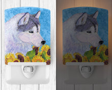 Load image into Gallery viewer, Siberian Husky in Summer Flowers Ceramic Night Light SS4233CNL