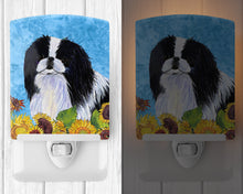 Load image into Gallery viewer, Japanese Chin in Summer Flowers Ceramic Night Light SS4236CNL