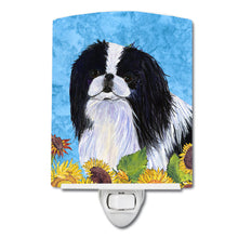 Load image into Gallery viewer, Japanese Chin in Summer Flowers Ceramic Night Light SS4236CNL
