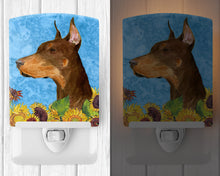Load image into Gallery viewer, Doberman in Summer Flowers Ceramic Night Light SS4237CNL