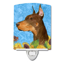 Load image into Gallery viewer, Doberman in Summer Flowers Ceramic Night Light SS4237CNL