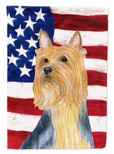 Load image into Gallery viewer, USA American Flag with Silky Terrier Flag Canvas House Size