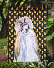 Load image into Gallery viewer, Shih Tzu Candy Corn Halloween Portrait Garden Flag – Decorative Outdoor Yard Flag