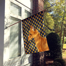 Load image into Gallery viewer, Min Pin Candy Corn Halloween Portrait Flag Canvas House Size