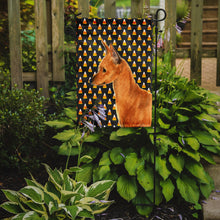 Load image into Gallery viewer, Min Pin Candy Corn Halloween Portrait Garden Flag – Decorative Outdoor Yard Flag