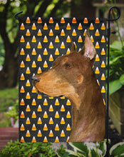 Load image into Gallery viewer, Doberman Candy Corn Halloween Portrait Garden Flag – Decorative Outdoor Yard Flag