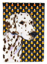 Load image into Gallery viewer, Dalmatian Candy Corn Halloween Portrait Flag Canvas House Size