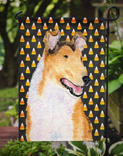 Load image into Gallery viewer, Collie Smooth Candy Corn Halloween Portrait Garden Flag – Decorative Outdoor Yard Flag