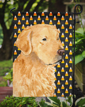 Load image into Gallery viewer, Golden Retriever Candy Corn Halloween Portrait Garden Flag – Decorative Outdoor Yard Flag