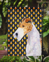 Load image into Gallery viewer, Fox Terrier Candy Corn Halloween Portrait Garden Flag – Decorative Outdoor Yard Flag