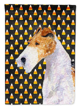 Load image into Gallery viewer, Fox Terrier Candy Corn Halloween Portrait Garden Flag – Decorative Outdoor Yard Flag