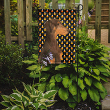 Load image into Gallery viewer, Doberman Candy Corn Halloween Portrait Garden Flag – Decorative Outdoor Yard Flag
