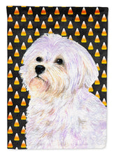 Load image into Gallery viewer, Maltese Candy Corn Halloween Portrait Garden Flag – Decorative Outdoor Yard Flag