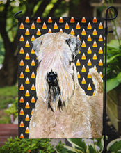 Load image into Gallery viewer, Wheaten Terrier Soft Coated Candy Corn Halloween Portrait Garden Flag – Decorative Outdoor Yard Flag
