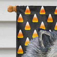 Load image into Gallery viewer, Keeshond Candy Corn Halloween Portrait Flag Canvas House Size