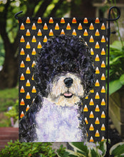 Load image into Gallery viewer, Portuguese Water Dog Candy Corn Halloween Portrait Garden Flag – Decorative Outdoor Yard Flag