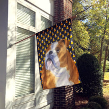 Load image into Gallery viewer, Bulldog English Candy Corn Halloween Portrait Flag Canvas House Size