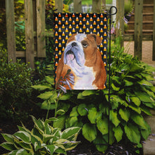 Load image into Gallery viewer, Bulldog English Candy Corn Halloween Portrait Garden Flag – Decorative Outdoor Yard Flag