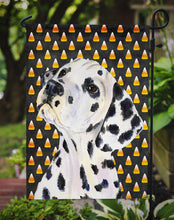 Load image into Gallery viewer, Dalmatian Candy Corn Halloween Portrait Garden Flag – Decorative Outdoor Yard Flag