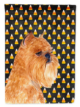 Load image into Gallery viewer, Brussels Griffon Candy Corn Halloween Portrait Garden Flag – Decorative Outdoor Yard Flag