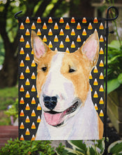Load image into Gallery viewer, Bull Terrier Candy Corn Halloween Portrait Garden Flag – Decorative Outdoor Yard Flag