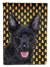Load image into Gallery viewer, Australian Kelpie Candy Corn Halloween Portrait Flag Canvas House Size
