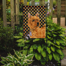 Load image into Gallery viewer, Norwich Terrier Candy Corn Halloween Portrait Garden Flag – Decorative Outdoor Yard Flag