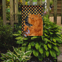 Load image into Gallery viewer, Chow Chow Candy Corn Halloween Portrait Garden Flag – Decorative Outdoor Yard Flag